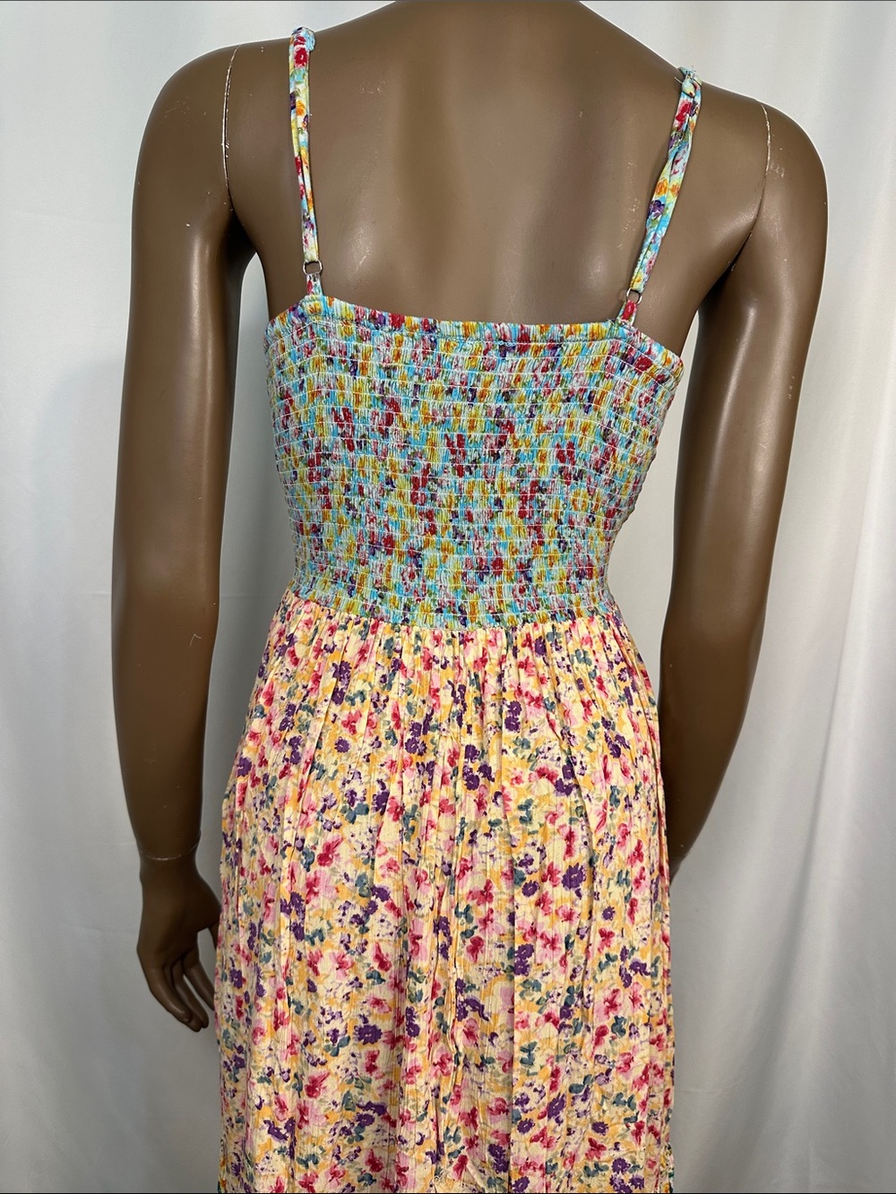 Angie Floral Maxi Dress in Blue, Yellow, Pink - Picture 4 of 9